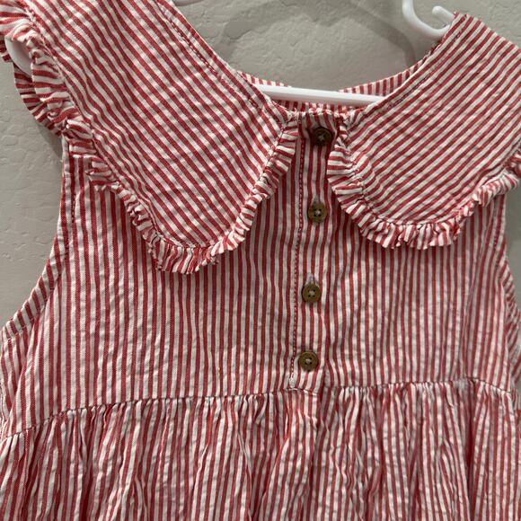Next Pink Seersucker Stripe Collared Dress - Picture 3 of 7